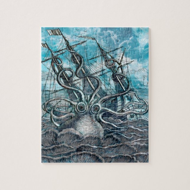 Puzzle Monstruo marino Octopus Blue Sea (Vertical)
