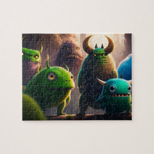 Puzzle Monstruos 3D verdes divertidos