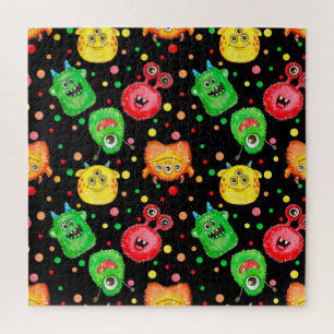 Puzzle Monstruos acuarelas: Patrón sin costura