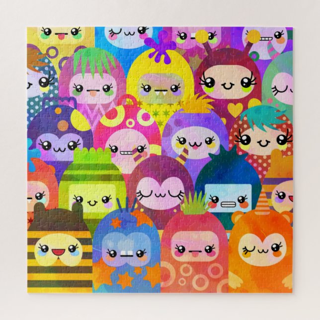 Puzzle Monstruos Kawaii supercoloridos (Vertical)