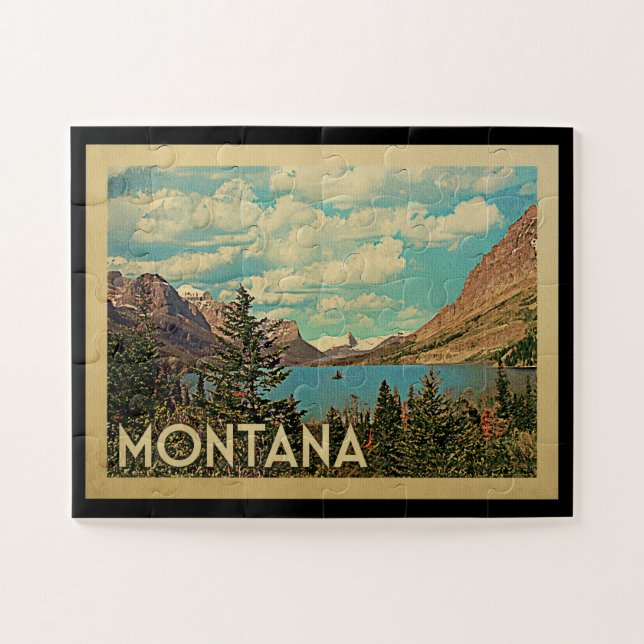 Puzzle Montana Glaciar Park Vintage Travel (Horizontal)