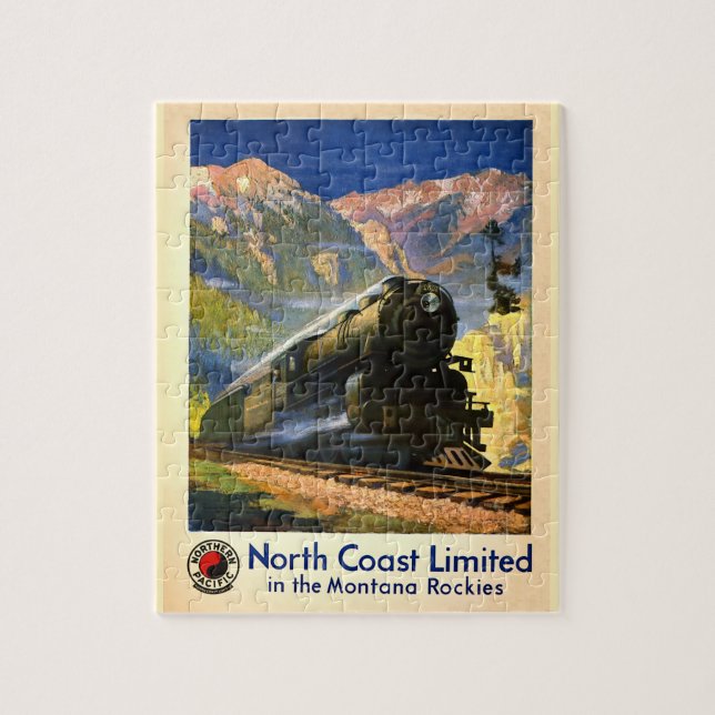 Puzzle Montana Rockies Poster Steam Train Engine Railroad (Vertical)