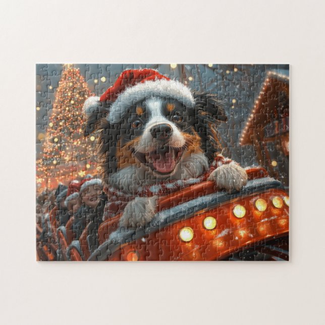 Puzzle Montaña Rusa Perro Border Collie Navidad (Horizontal)