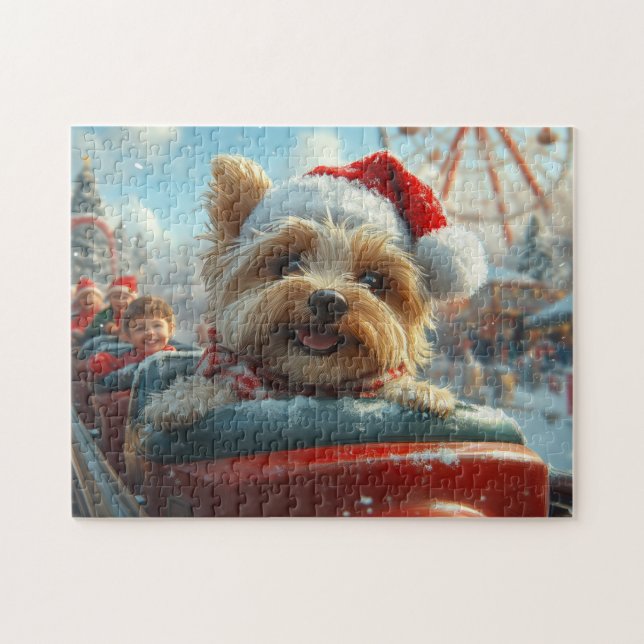 Puzzle Montaña Rusa Perro Terrier Biewer Navidad  (Horizontal)