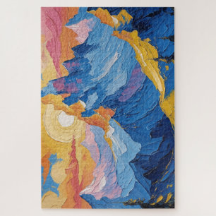 Puzzle Montañas al amanecer con resplandor