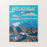 Puzzle Montañas Andes Sudamérica Viaje Arte Vintage<br><div class="desc">Montañas Andes en un estilo de arte vectorial. Los Andes, que recorren la parte occidental de América del Sur, se encuentran entre las cordilleras más largas del mundo</div>
