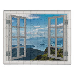 Puzzle Montañas de Asia con impresionantes vistas al océa