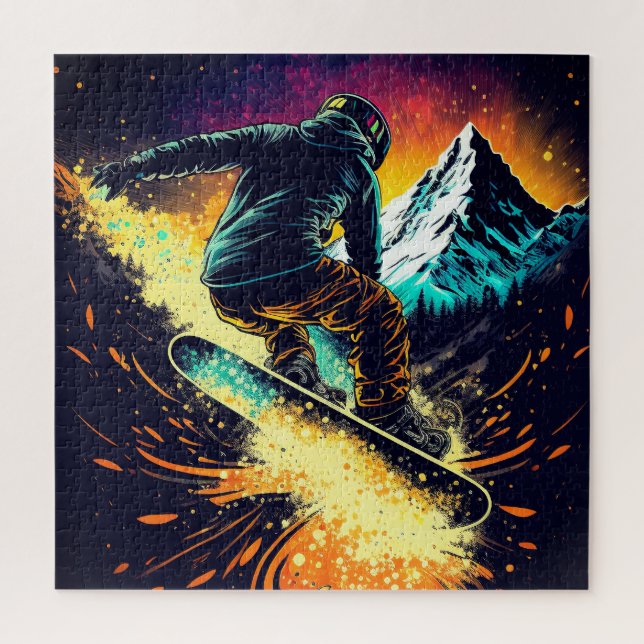 Puzzle Montañas de deportes de invierno con Snowboard (Vertical)