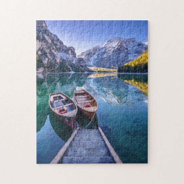 Puzzle Montañas de la dolomía del lago el | Braies, (Vertical)