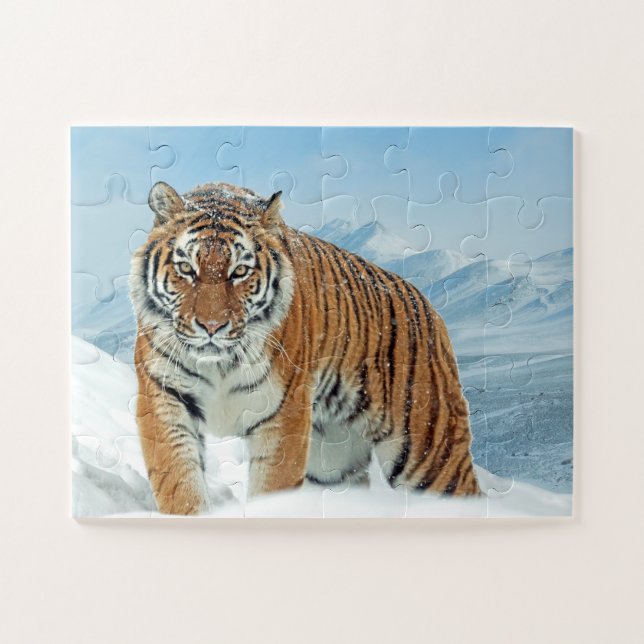 Puzzle Montañas de nieve tigre de moda para foto animal (Horizontal)