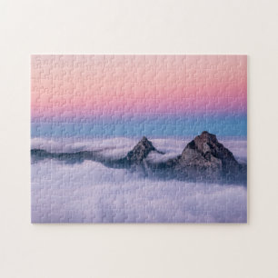 Puzzle Montañas fronalpinas Suiza cielo rosa