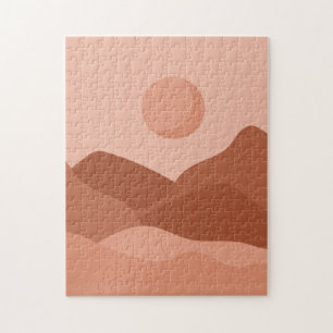 Puzzle Montañas paisajísticas de Boho Terracotta y sol lu