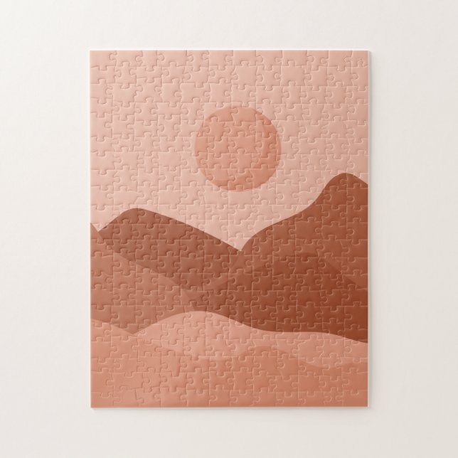 Puzzle Montañas paisajísticas de Boho Terracotta y sol lu (Vertical)
