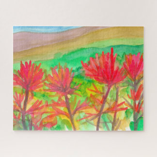 Puzzle Montañas Pincel indio de flores silvestres Pintura