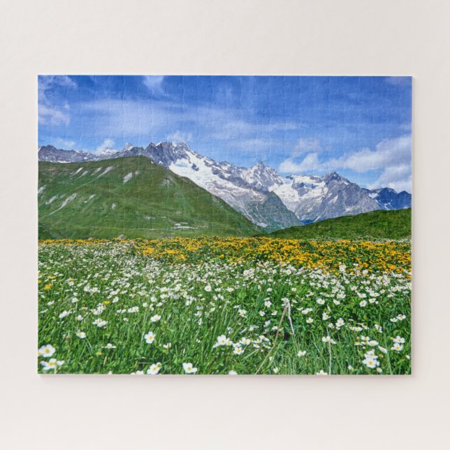 Puzzle Montañas | Primavera del Valle de los Alpes suizos (Horizontal)