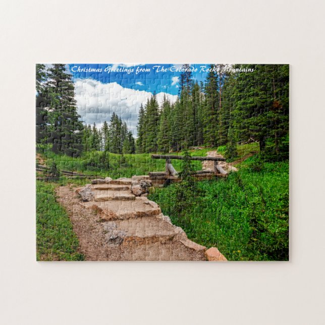 Puzzle Montañas Rocosas de Colorado. Saludos de Navidad (Horizontal)