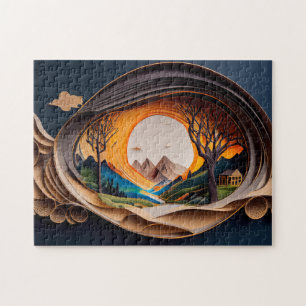 Puzzle Montañas visuales 3D Arte de autoestereoscopía de 