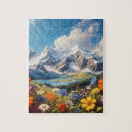 Puzzle Montañas y flores silvestres