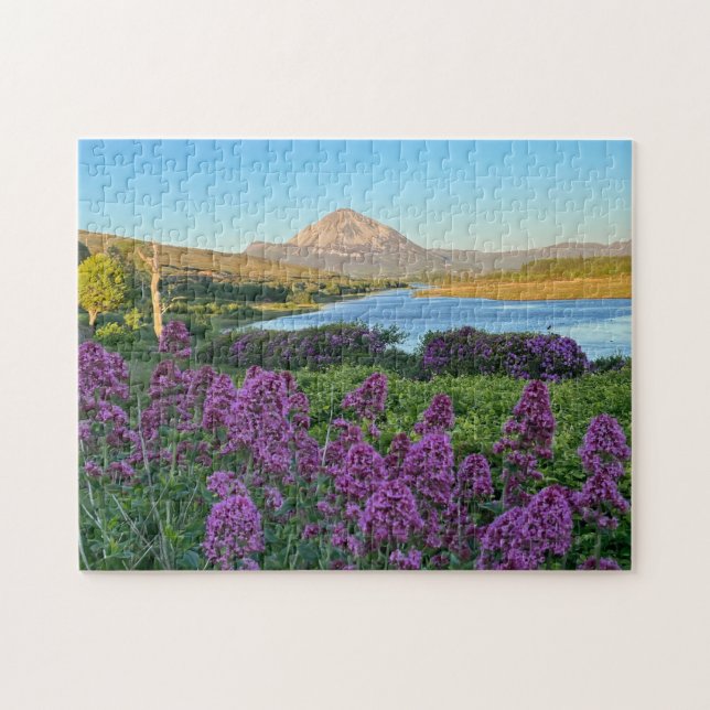 Puzzle Monte Errigal y flores en Donegal, Irlanda (Horizontal)