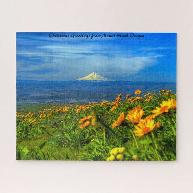 Puzzle Monte Hood Oregon. Saludos de Navidad (Horizontal)