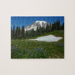 Puzzle Monte Rainier, flores silvestres y nieve