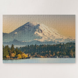 Puzzle Monte Rainier sobre el Bella Artes Sunset de Lake 