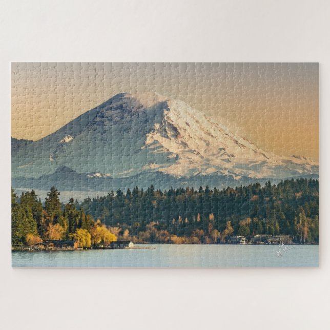 Puzzle Monte Rainier sobre el Bella Artes Sunset de Lake  (Horizontal)