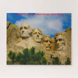 Puzzle Monte Rushmore Dakota del Sur. Saludos de Navidad
