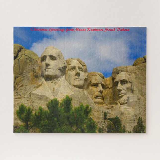 Puzzle Monte Rushmore Dakota del Sur. Saludos de Navidad (Horizontal)