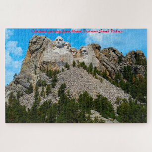 Puzzle Monte Rushmore Dakota del Sur. Saludos de Navidad