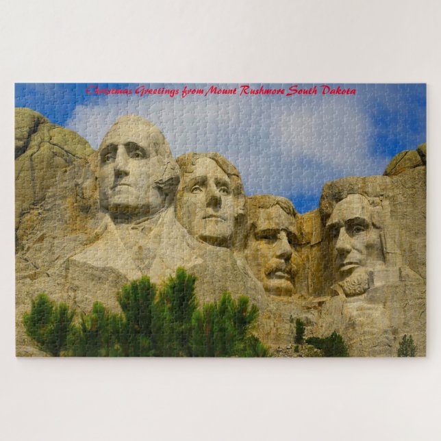Puzzle Monte Rushmore Dakota del Sur. Saludos de Navidad (Horizontal)