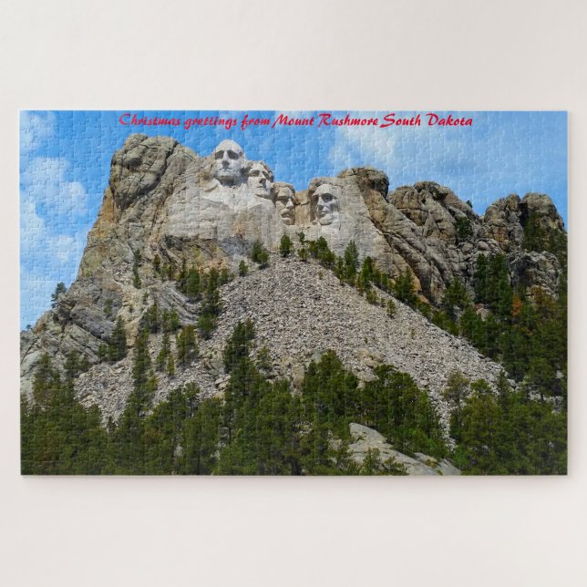 Puzzle Monte Rushmore Dakota del Sur. Saludos de Navidad (Horizontal)