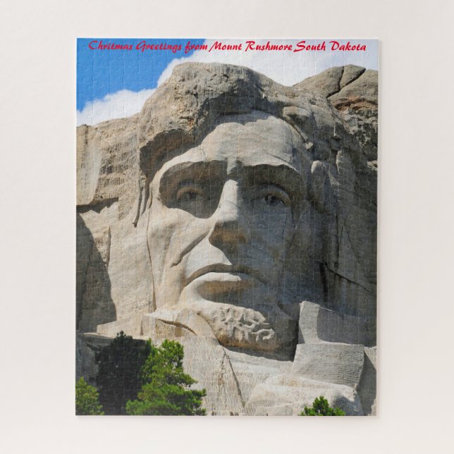 Puzzle Monte Rushmore Dakota del Sur. Saludos de Navidad (Vertical)