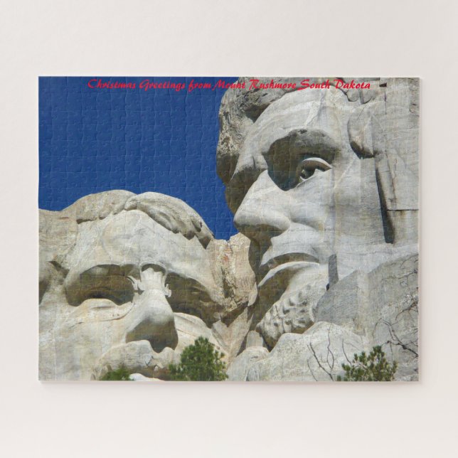 Puzzle Monte Rushmore Dakota del Sur. Saludos de Navidad (Horizontal)