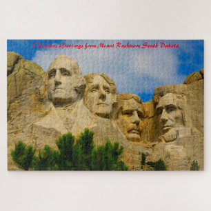 Puzzle Monte Rushmore Dakota del Sur. Saludos de Navidad