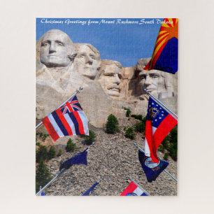 Puzzle Monte Rushmore Dakota del Sur. Saludos de Navidad