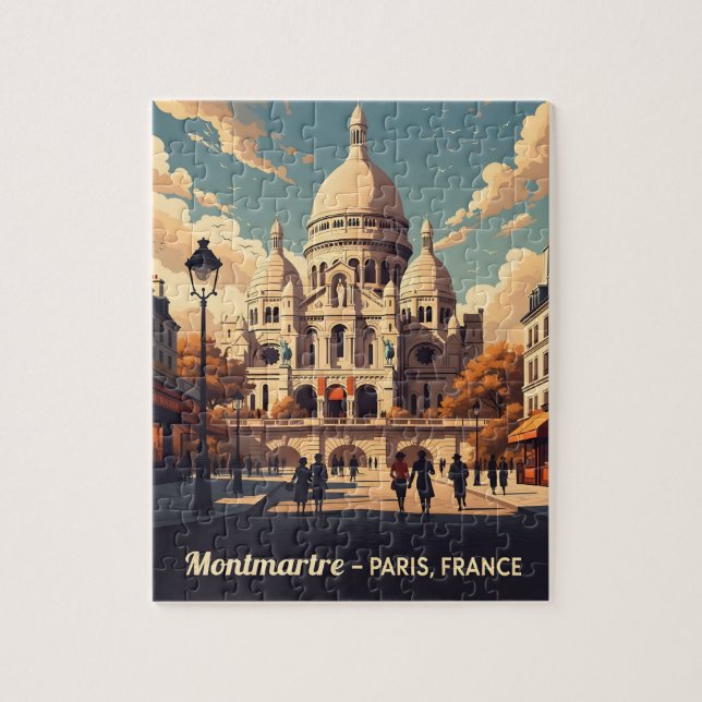 Puzzle Montmartre Paris with scare Coeur basilica (Vertical)