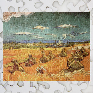 Puzzle Montones de trigo con segador de Vincent van Gogh