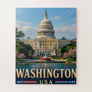 Puzzle Monumento a Washington e íconos americanos