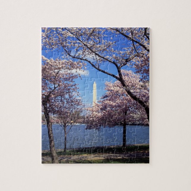 Puzzle Monumento de Washington a través de las flores de (Vertical)