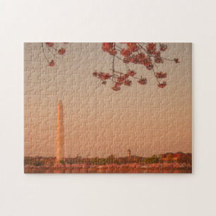 Puzzle Monumento de Washington Sakura en la puesta del