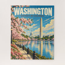 Monumentos de Washington DC Flor de Cerezo Vintage