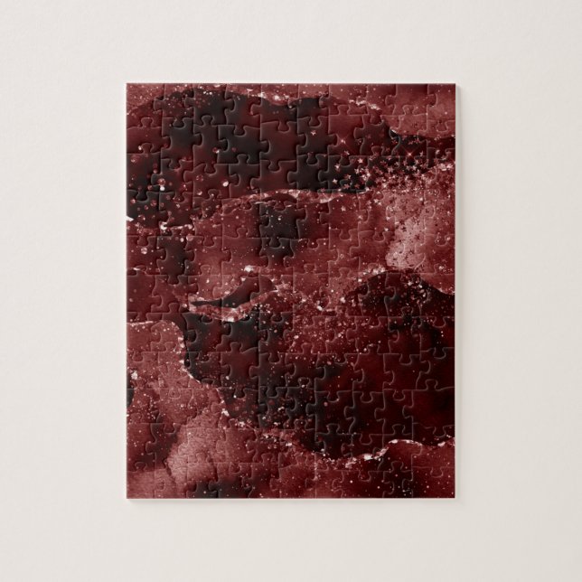Puzzle Moody Agate | Henna Blood Red Garnet Jewel Tone (Vertical)