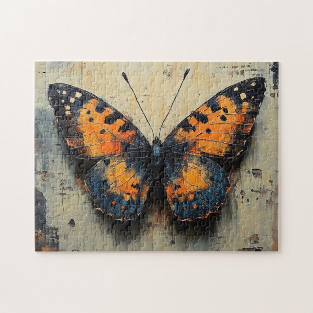 Puzzle Moody Butterfly sobre una pared angustiada (Horizontal)