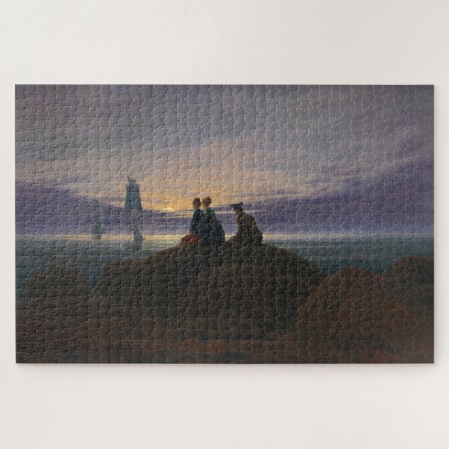 Puzzle Moonrise by the Sea (por Caspar David Friedrich) (Horizontal)