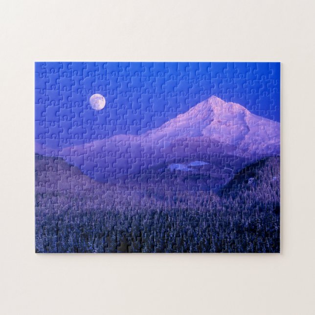 Puzzle Moonrise Over Mt. Hood Oregon en invierno (Horizontal)