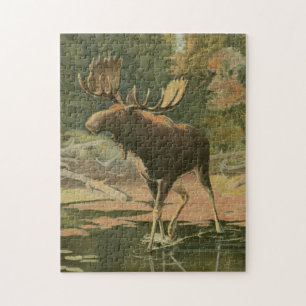 Puzzle Moose caminando en agua