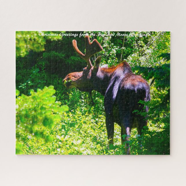 Puzzle Moose en Grand Tetons. Saludos de Navidad (Horizontal)