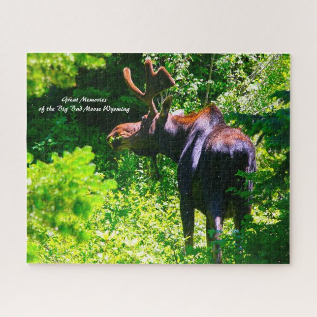 Puzzle Moose en Grand Tetons. Saludos navideños Jigsaw  (Horizontal)