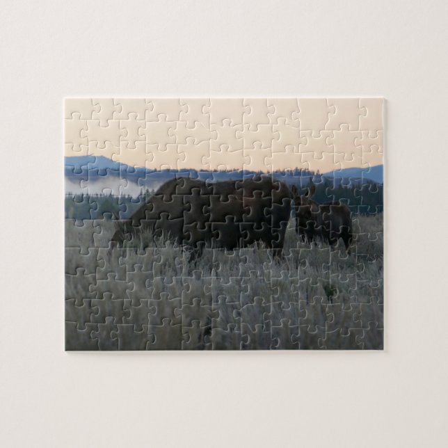 Puzzle Moose Grazing al amanecer en Grand Teton (Horizontal)